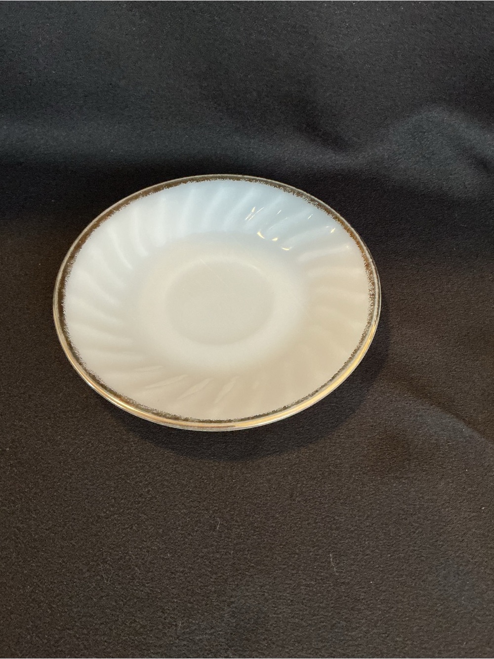 Fire King Milk Glass Swirl Pattern with Gold Saucer